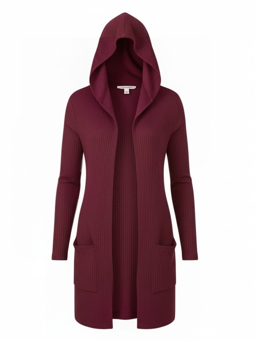 American Eagle O Viscose Blend Ribbed Open Front Hooded Long Cardigan Size XS-S